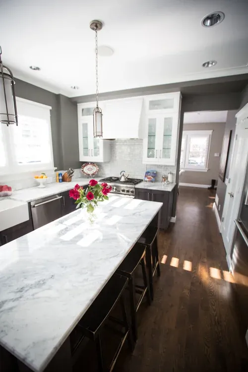 Hardwood floor with natural finish